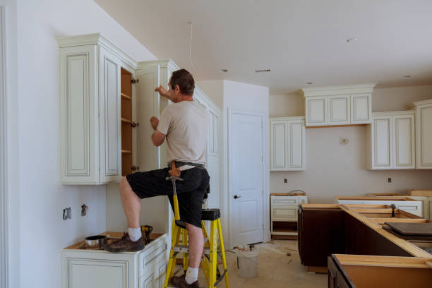 Kitchen island installation in Warrington by JMT Kitchen Cabinet